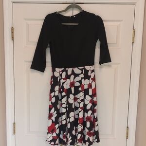 Black Floral A Line Fit-and-Flare Dress